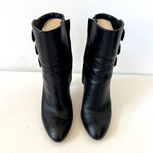 NINE WEST Petti ankle boots black leather zip buckle stiletto heel women 4.5